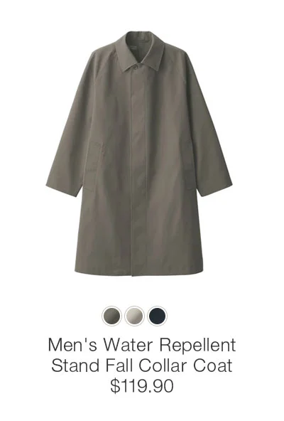Shop Men's Water Repellent Stand Fall Collar Coat