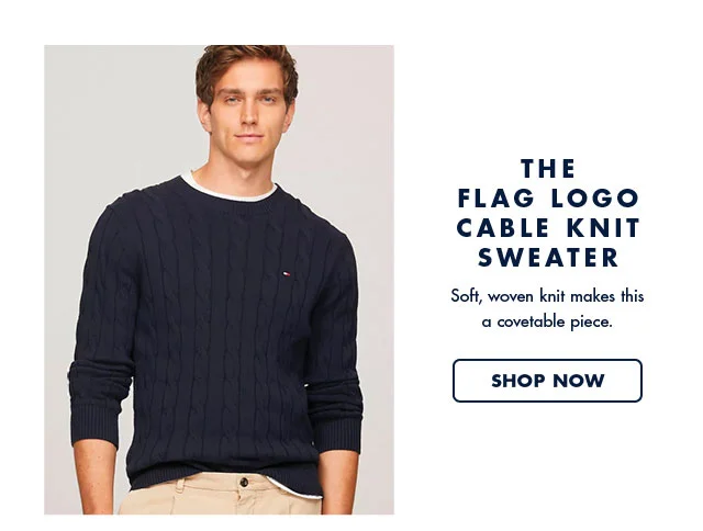 The flag logo cable knit sweater                                            Soft, woven knit makes this a covetable piece.                                            Shop now