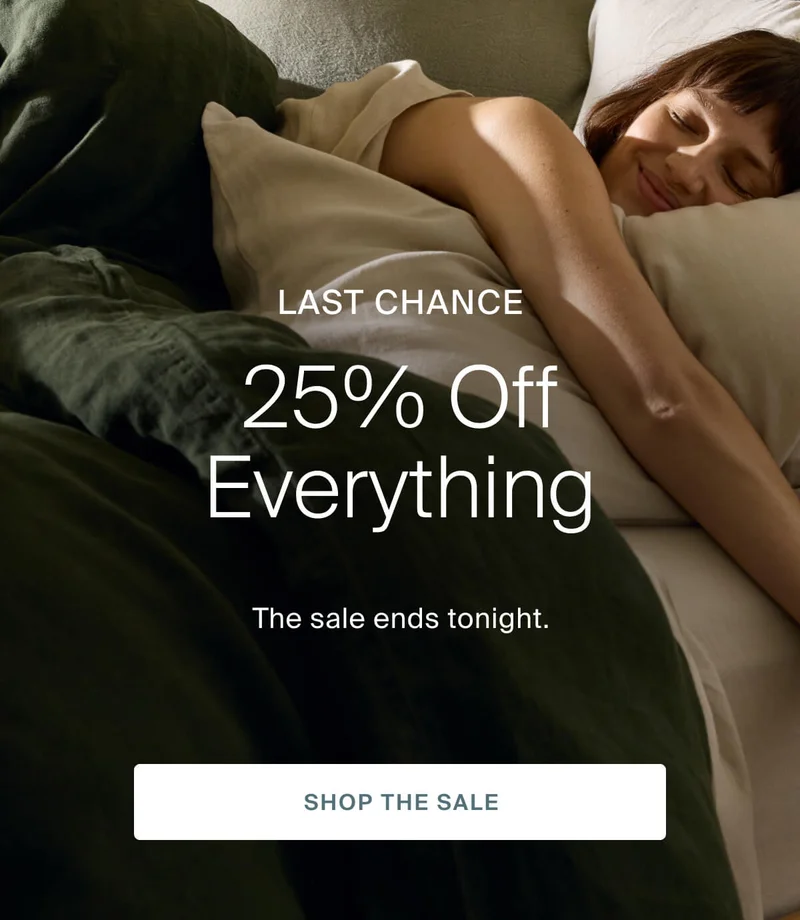 last chance 25% off everything, shop the sale