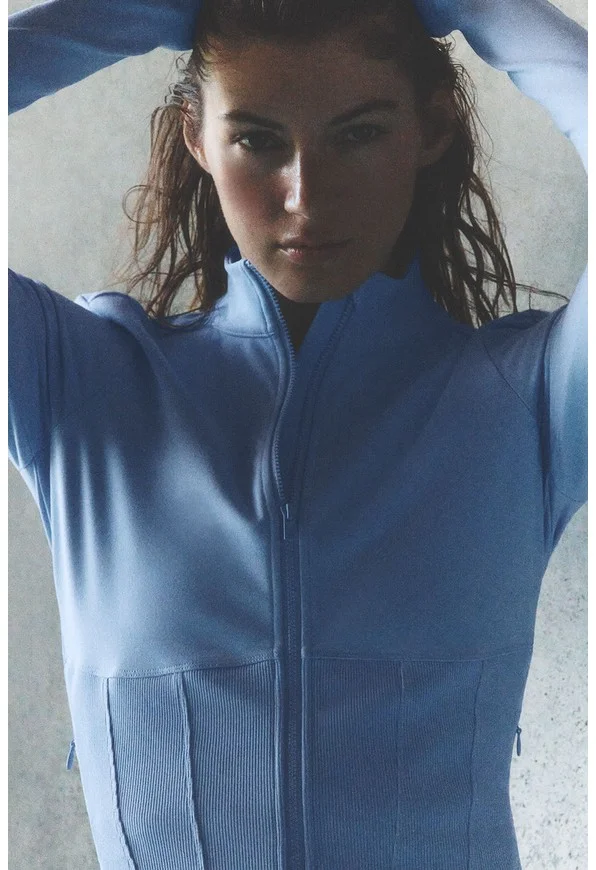 Airbrush Corset Full Zip Jacket - Light Provence Blue - Light Provence Blue / XS