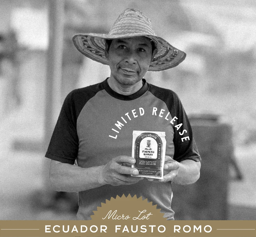Photo: Producer Fausto Romo holding bag of his coffee