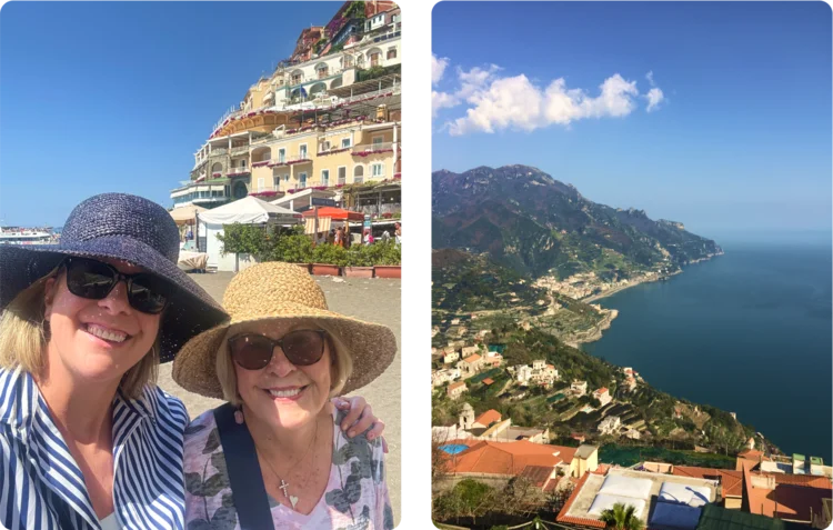 Left: Brekke and Mom in Positano; Right: Ravello