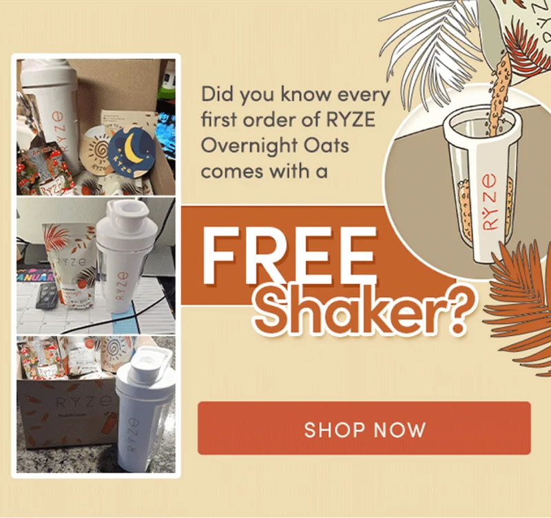 Did you know every first order of RYZE Overnight Oats comes with a free shaker? Shop now