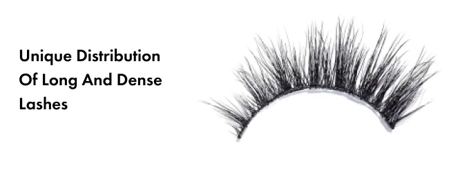 Unique distribution of long and dense lashes