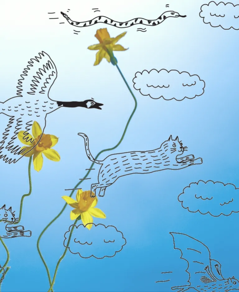 Cats, geese, bats, snakes, and pigs all fly across the screen.