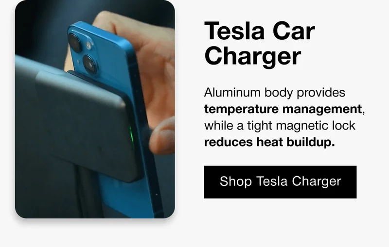 Tesla Car Charger Aluminum body provides temperature management, while a tight magnetic lock reduces heat buildup.