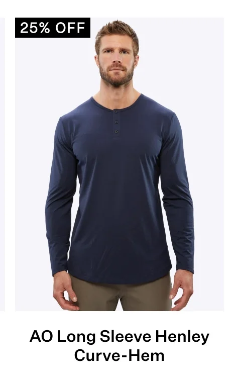 AO Long Sleeve Henley Curve-Hem