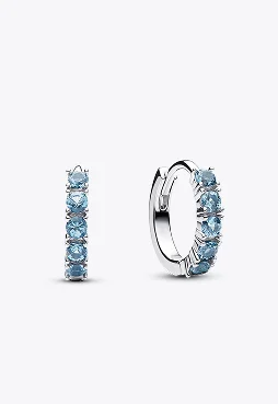 Blue Huggie Earrings