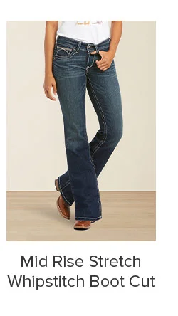 Mid Rise Stretch Whipstitch Boot Cut