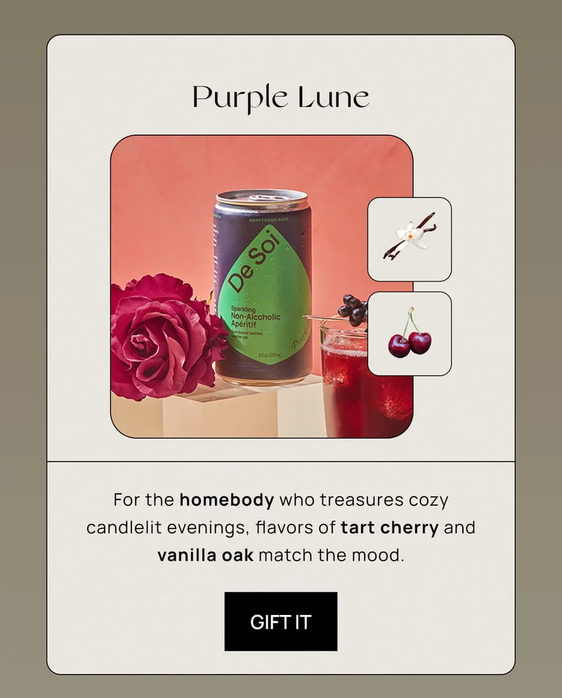 Purple Lune | For the homebody who treasures cozy candlelit evenings, flavors of tart cherry and vanilla oak match the mood. | Gift It