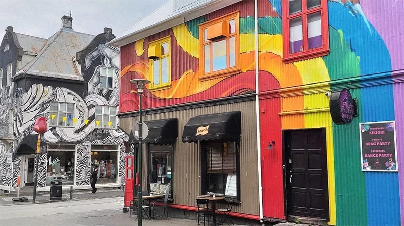 Image description: Two buildings in Laugavegur, Reykjavik, Iceland
