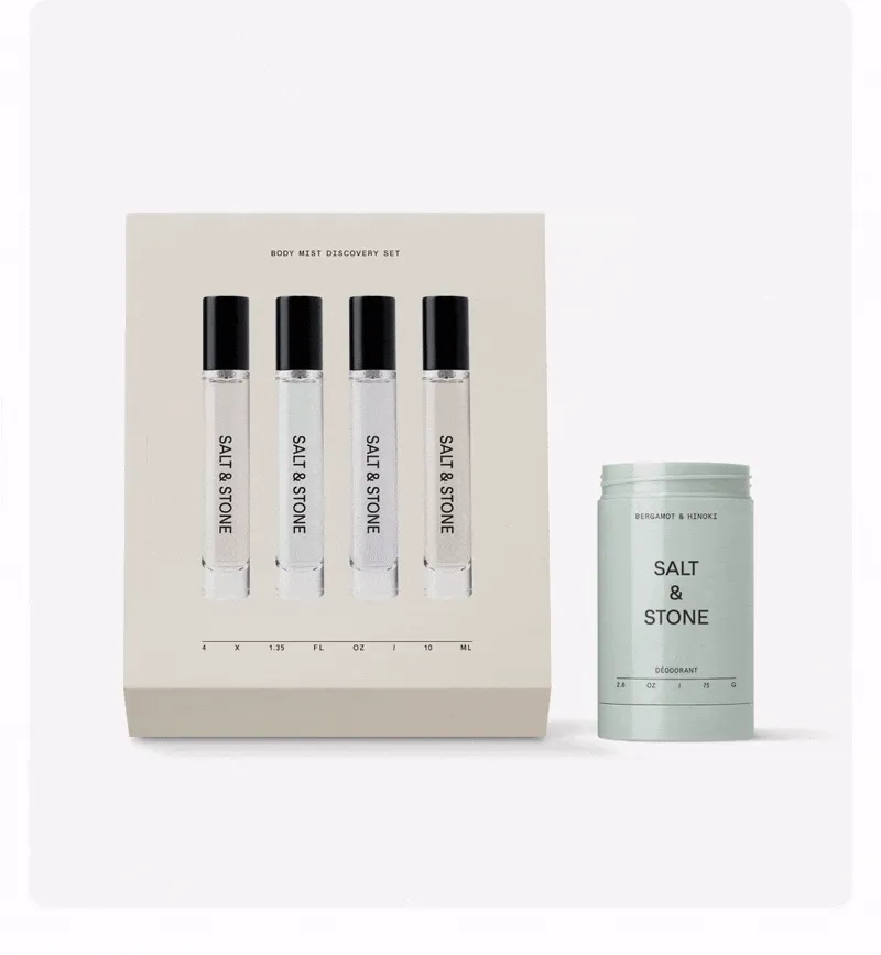 The new deodorant and mini mist set. Customize yours now.