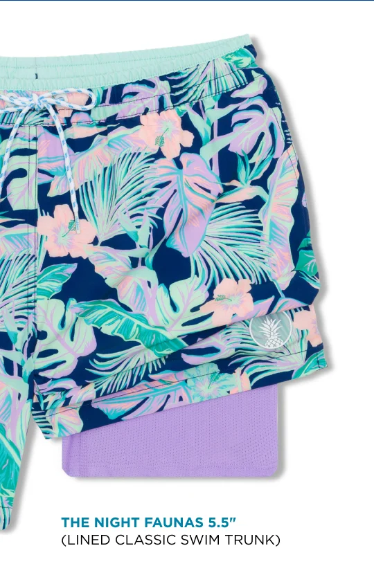 Lined Classic Swim Trunk: The Night Faunas 5.5"