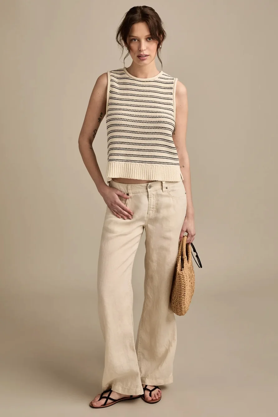 Image of Lucky Brand Baggy Wide Leg Linen Pant - Women's Pants in Moonstruck