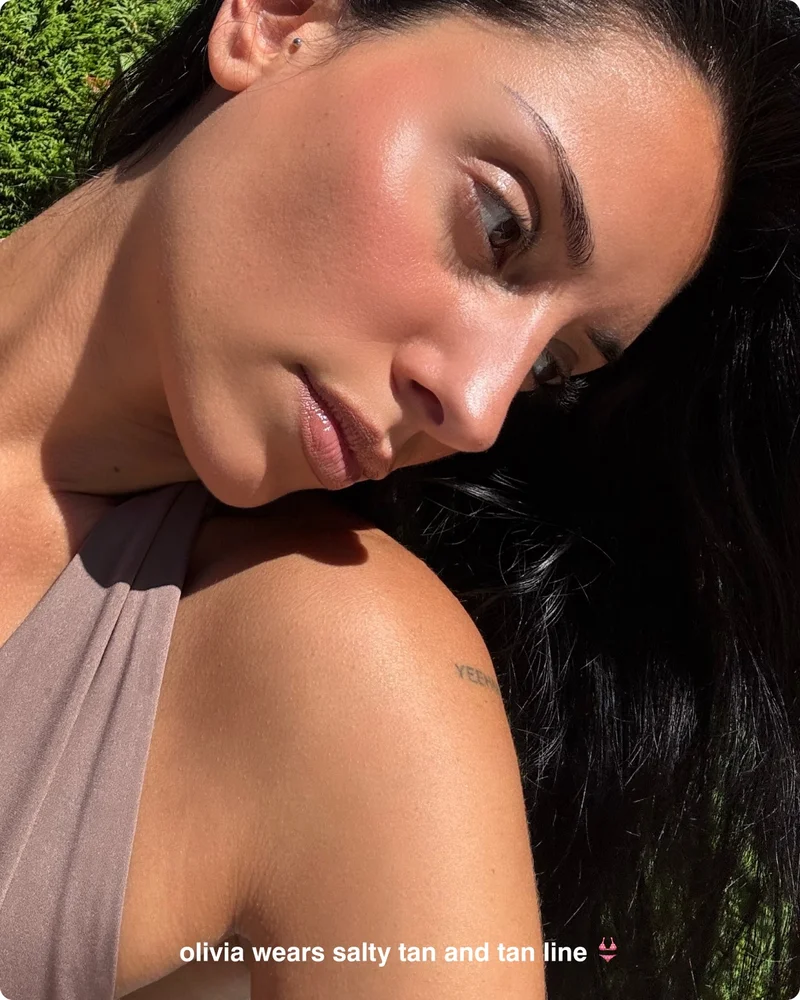 olivia wears salty tan and tan line
