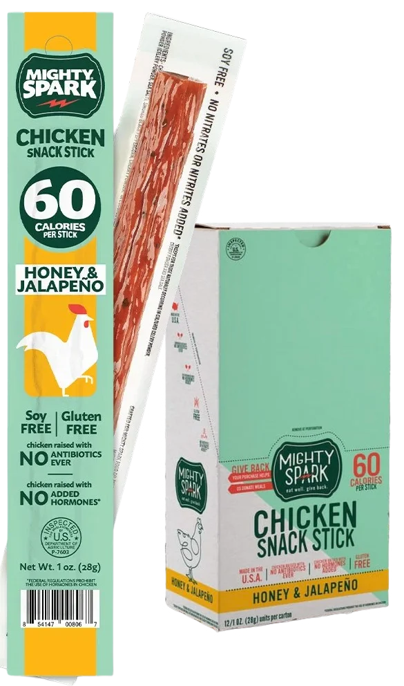 Image of Mighty Spark Chicken Snack Sticks - Honey and Jalapeno (12 Pack)