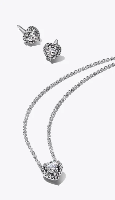Sparkling Halo Hearts Jewelry Gift Set