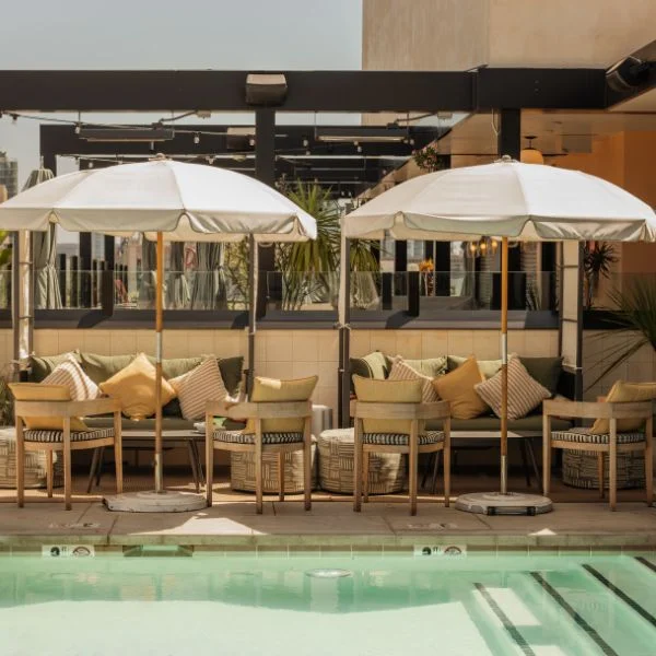 Pool with parasols