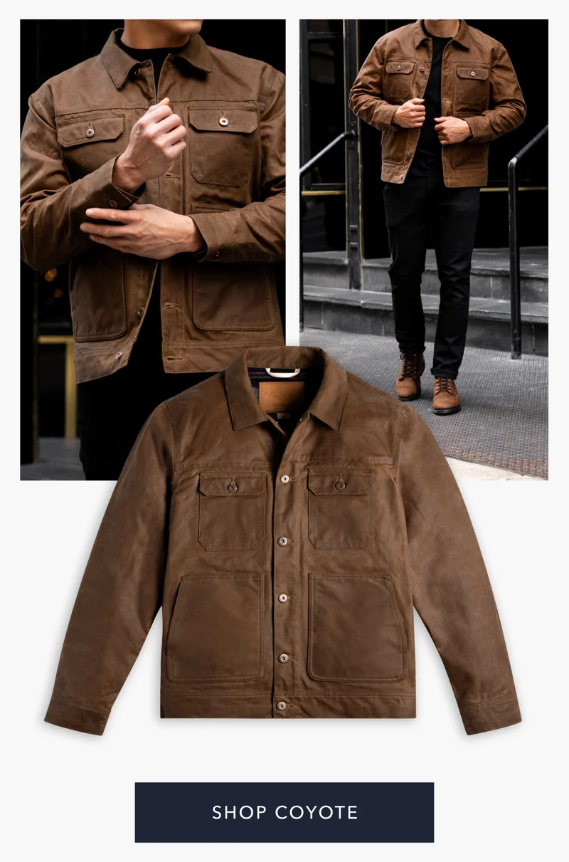 Shop Coyote Waxed Trucker Jacket