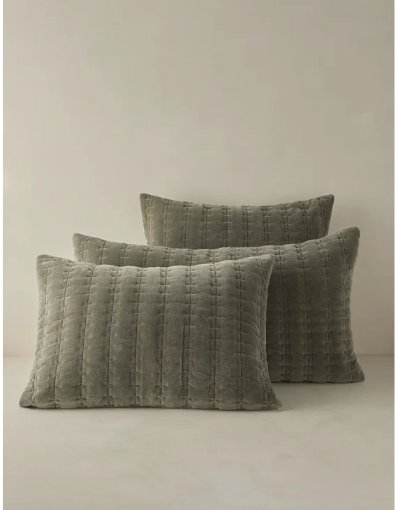 Anderson Velvet Quilted Sham - Deep Sage / Standard
