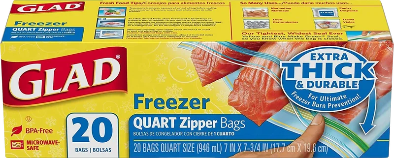 Image of Glad Freezer Zipper Bags - Quart