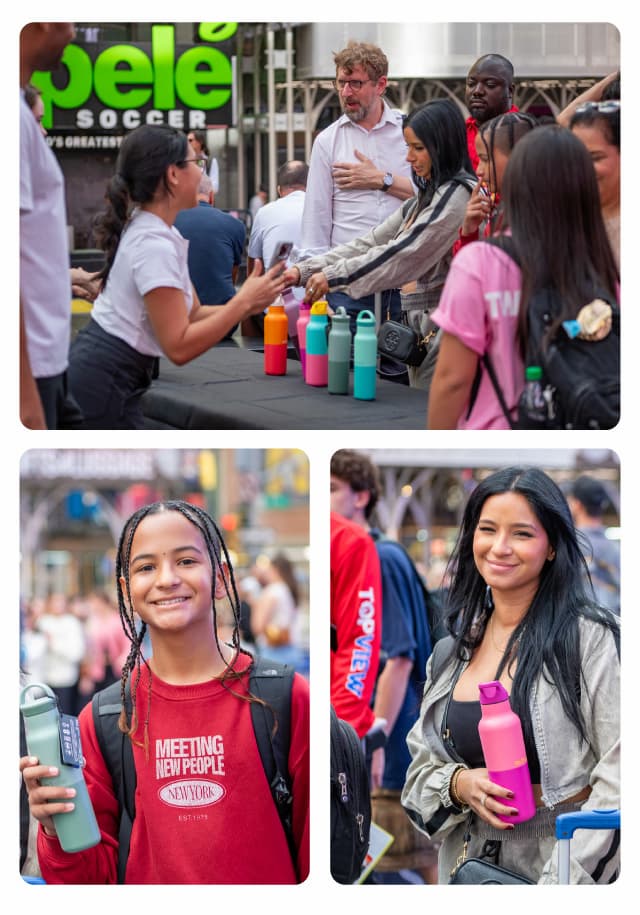 Giving away Klean bottles in NYC