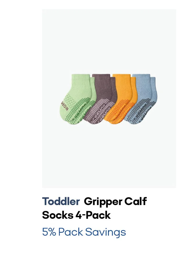 Toddler Gripper Calf Socks 4-Pack 5% Pack Savings