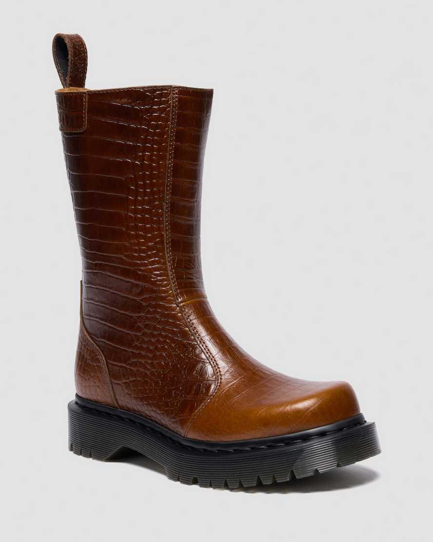 Image of Rejena Croc Emboss Leather Boots