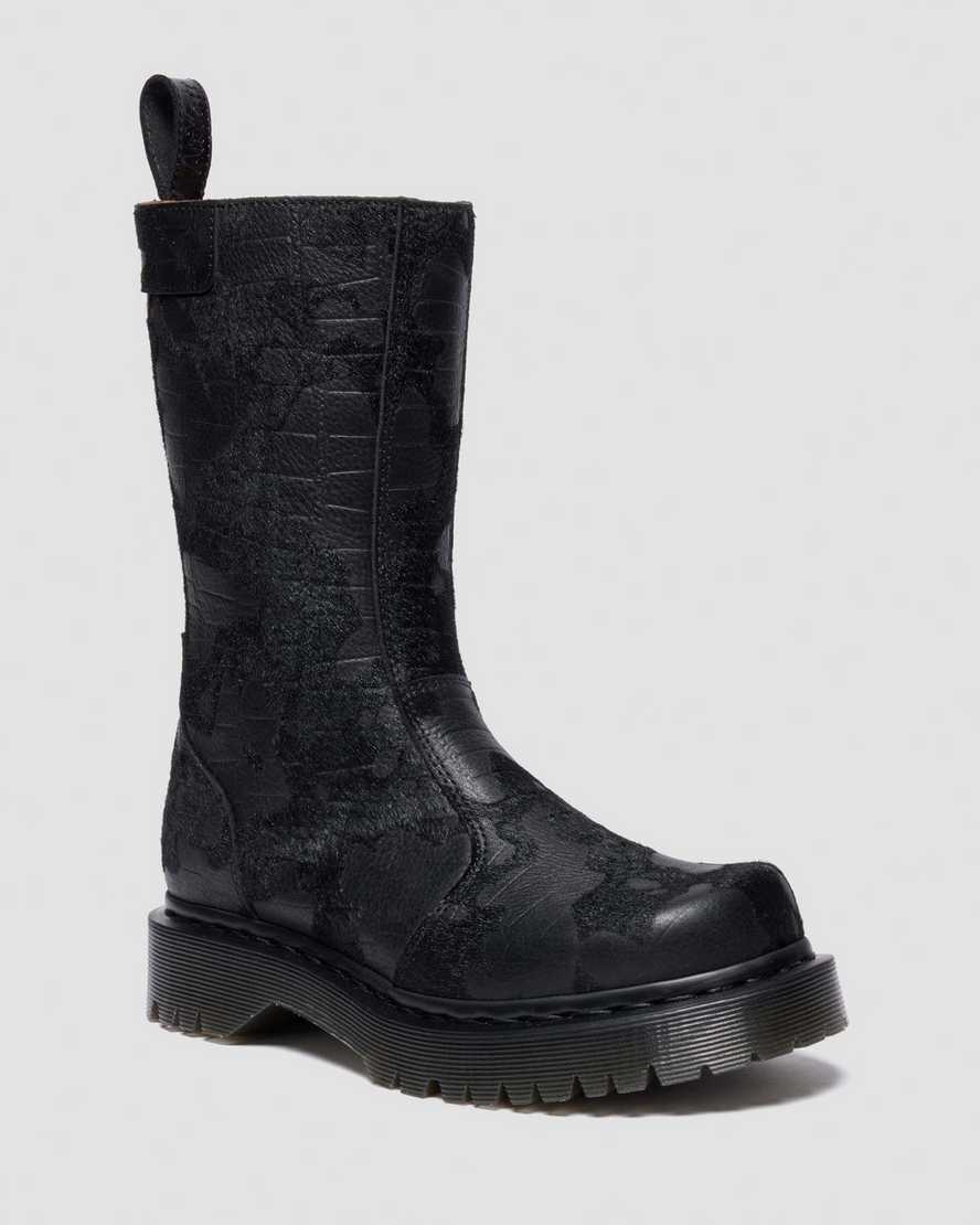 Image of Rejena Croc Emboss Leather Boots