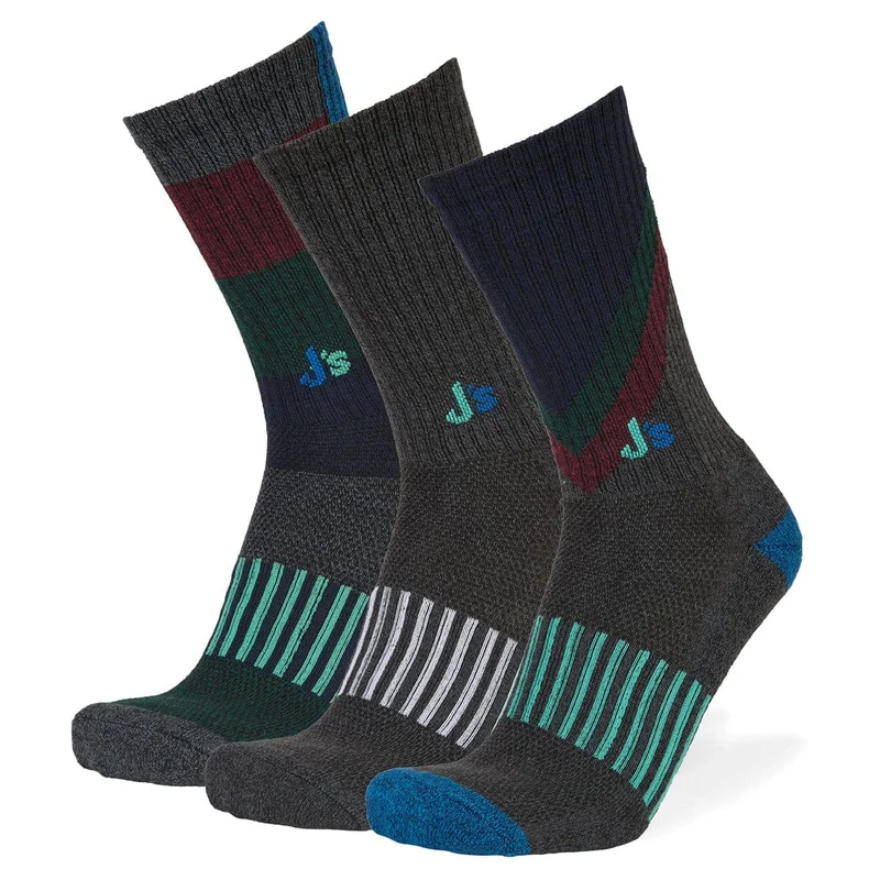 Image of J's Athletic Crew 3 Pack - Black/Grey