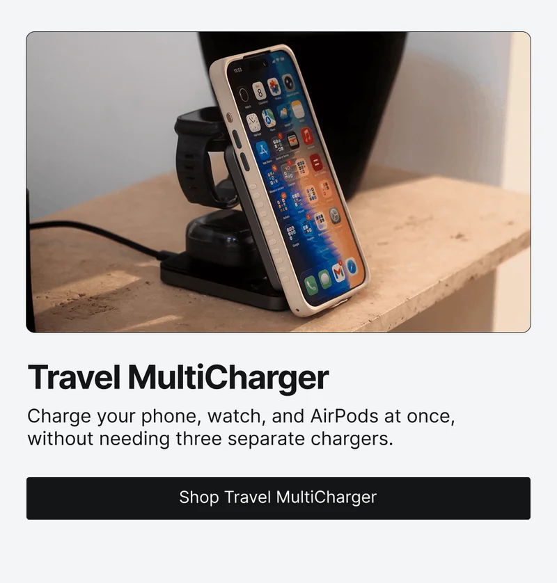 Travel MultiCharger Charge your phone, watch, and AirPods at once, without needing three separate chargers.