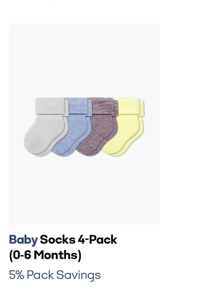Baby Socks 4-Pack (0-6 Months) 5% Pack Savings