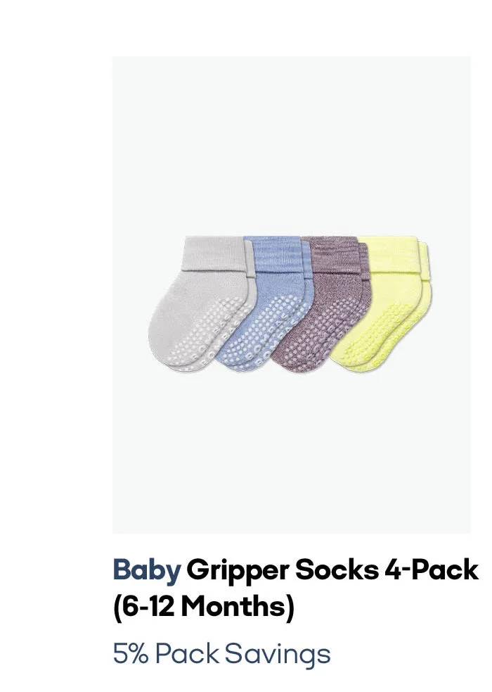 Baby Gripper Socks 4-Pack (6-12 Months) 5% Pack Savings