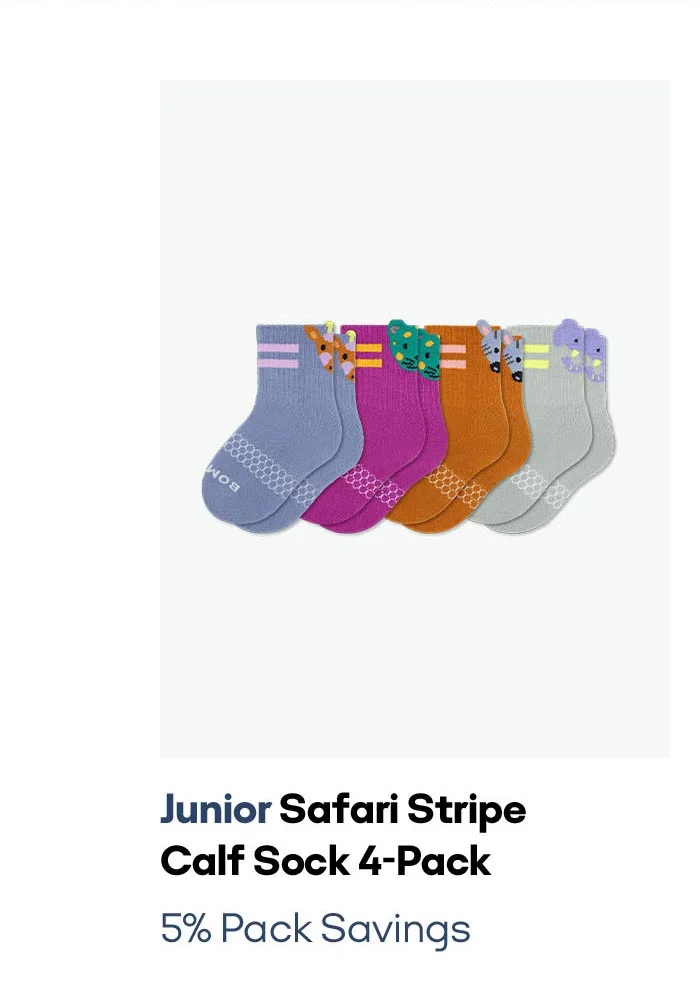 Junior Safari Stripe Calf Sock 4-Pack 5% Pack Savings