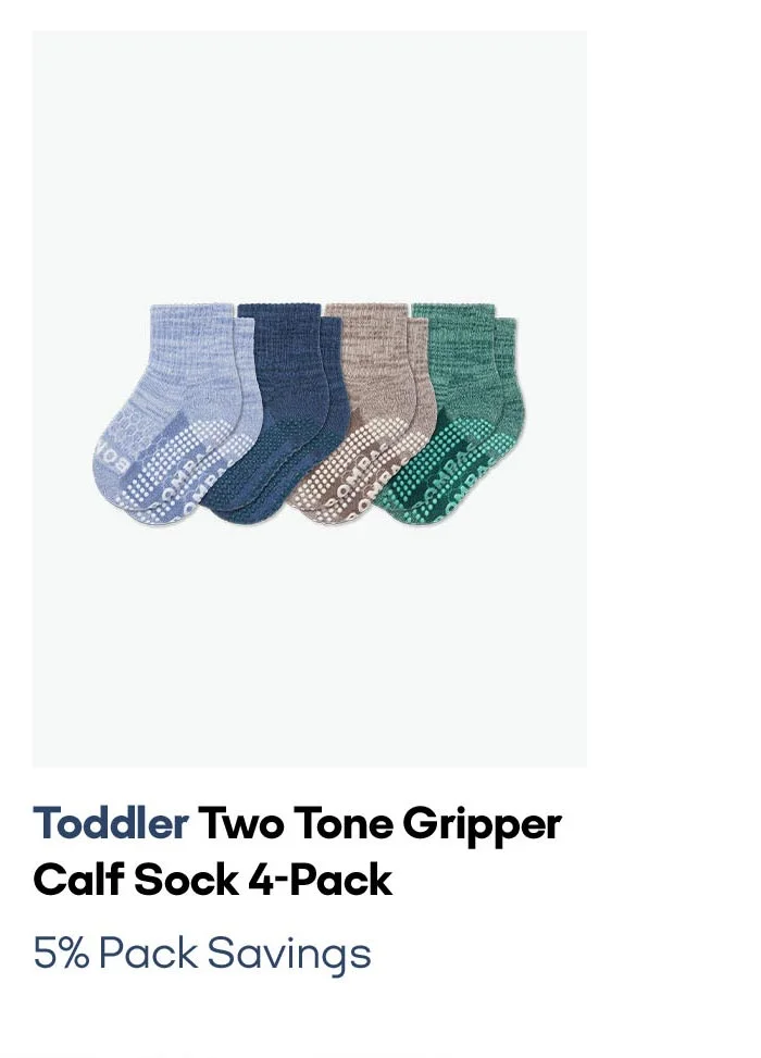 Toddler Two Tone Gripper Calf Sock 4-Pack 5% Pack Savings