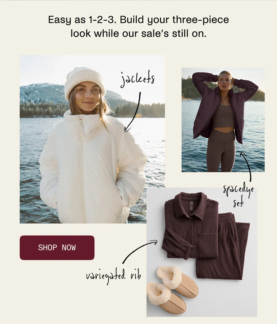 Build your 3-piece look while our sale's still on.