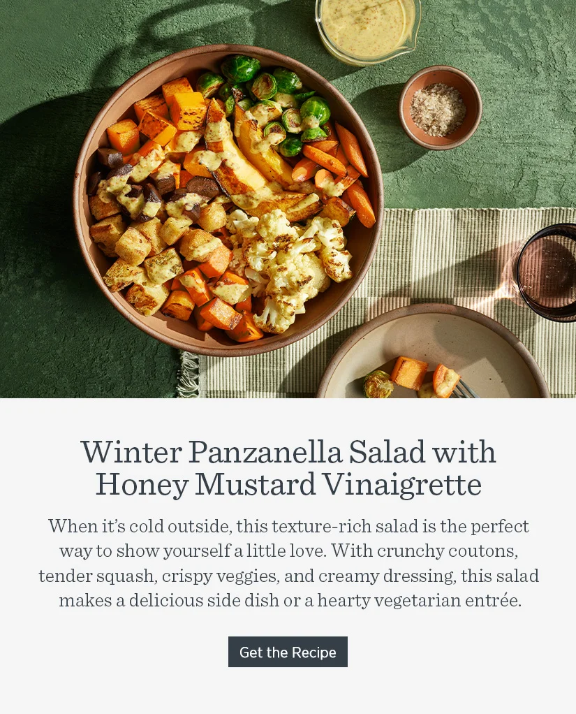 Winter Panzanella Salad with Honey Mustard Vinaigrette