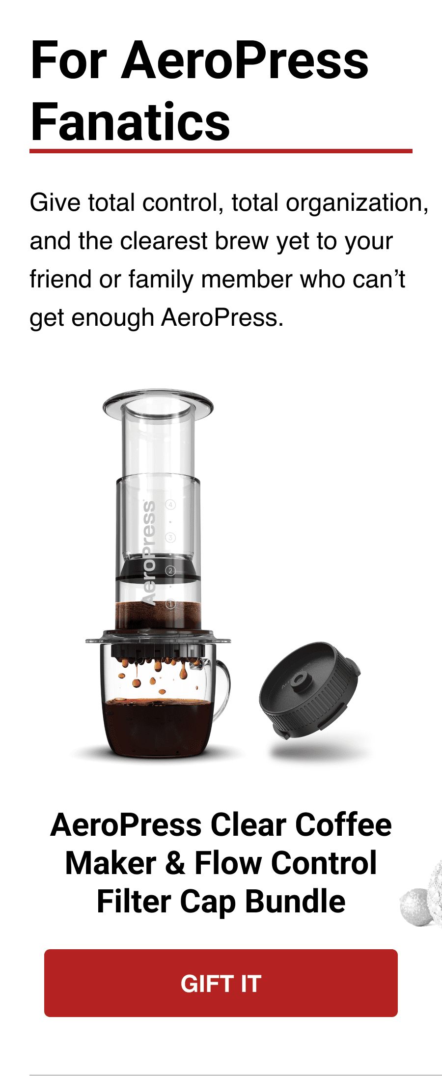 AeroPress Clear Coffee Maker & Flow Control Filter Cap Bundle