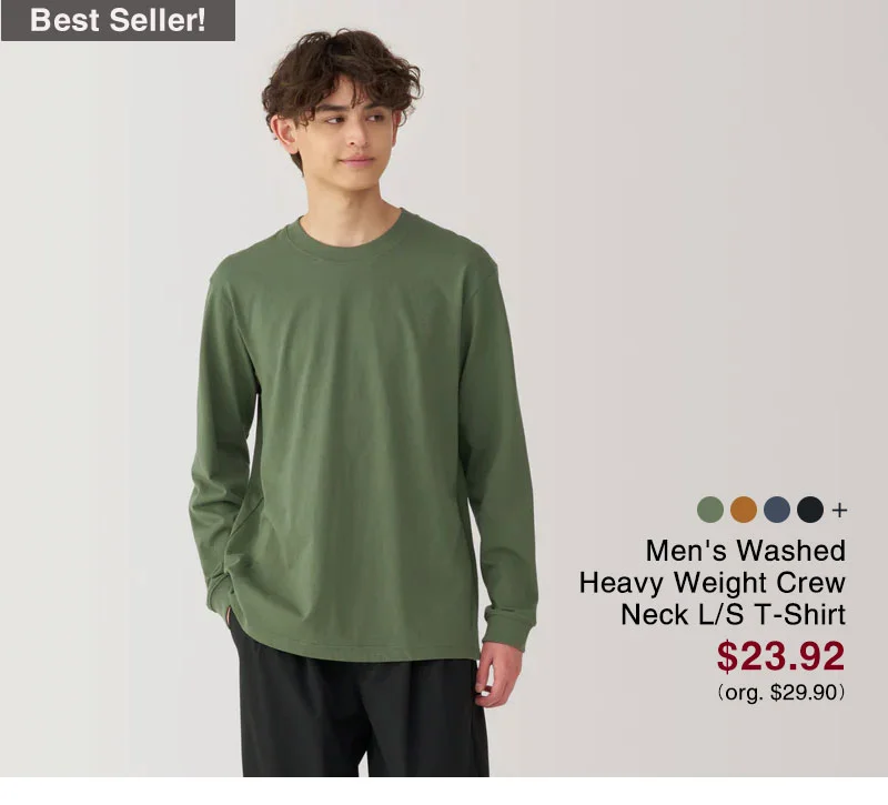 Shop Men's Washed Heavy Weight Crew Neck L/S T-Shirt