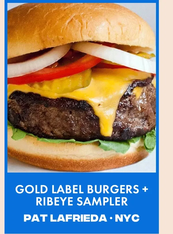 burgers and ribeye sampler