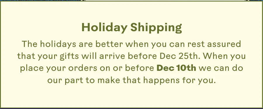 Holiday Shipping