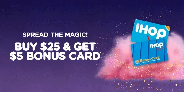 Spread The Magic! Buy $25 and get $5 Bonus Card.