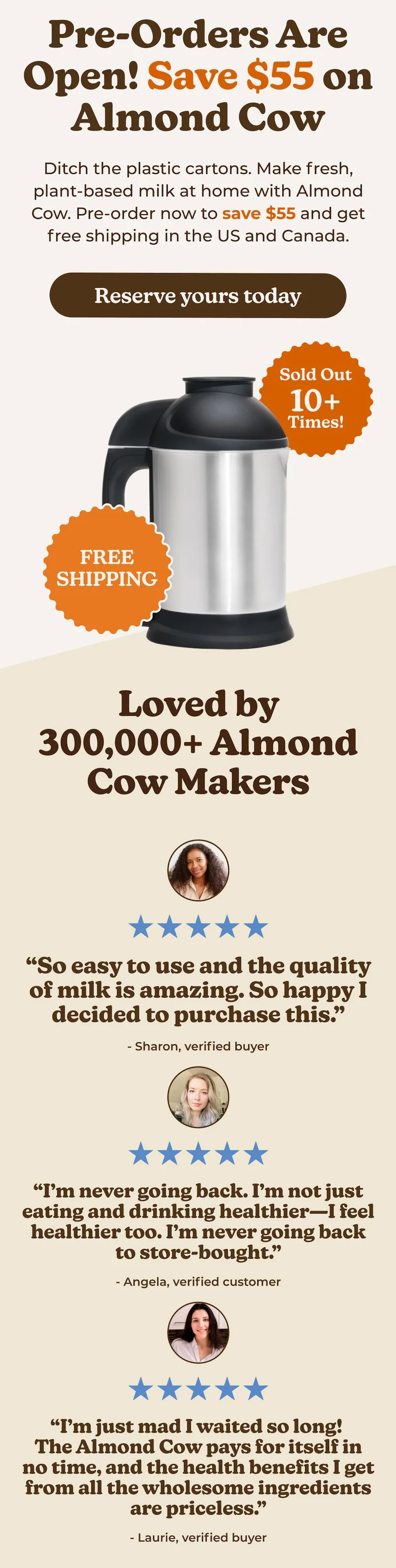 Pre order your milk. maker today and save $55