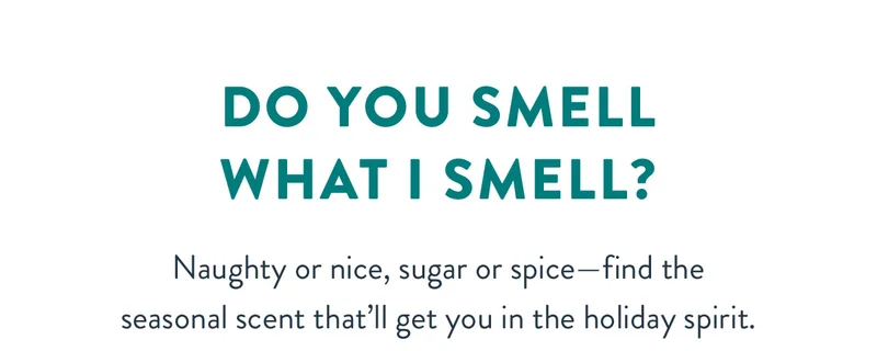 Do You Smell What I Smell? | Naughty or nice, sugar or spice—find the seasonal scent that’ll get you in the holiday spirit.