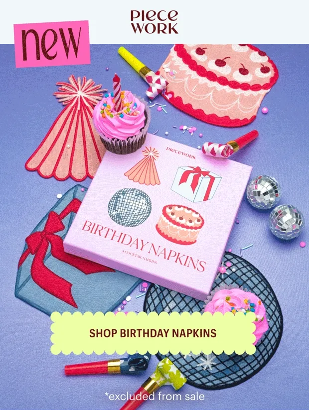 Piecework: New! Shop Birthday Napkins