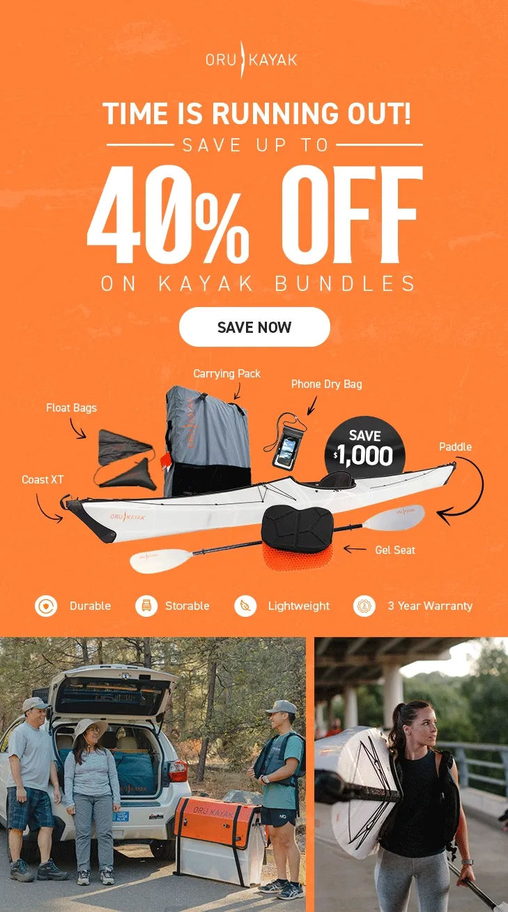 Time is Running Out! Save up to 40% off kayak bundles. Get everything you need to hit the water!