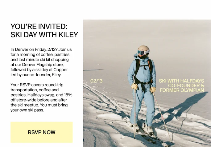 RSVP to our Ski Day with Kiley McKinnon