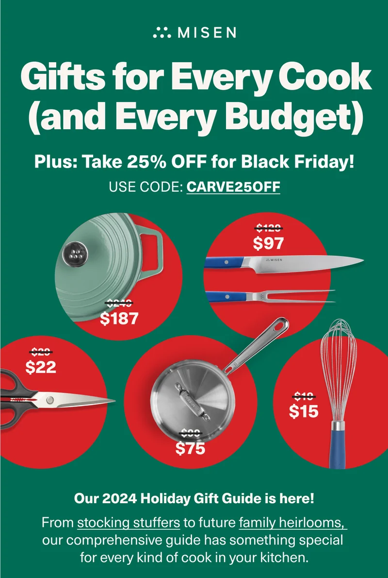 Misen. Shop gifts by price point. Save 25% with code: discount code