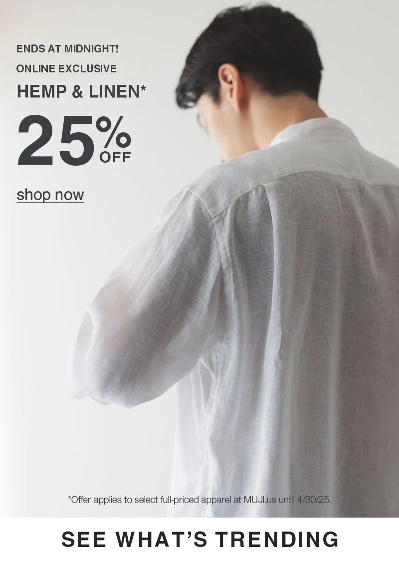 Shop 25% Off Hemp and Linen Online Only Ending Tonight!