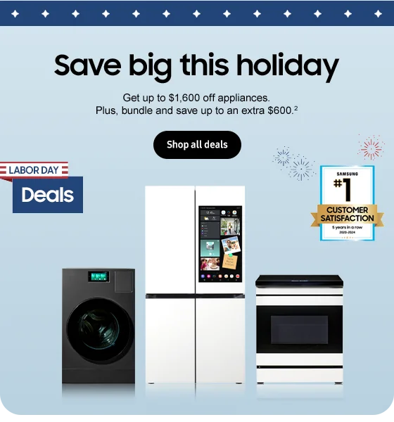 Save big this holiday
Get up to $1,600 off appliances. Plus, bundle and save up to an extra $600.2 Shop all deals